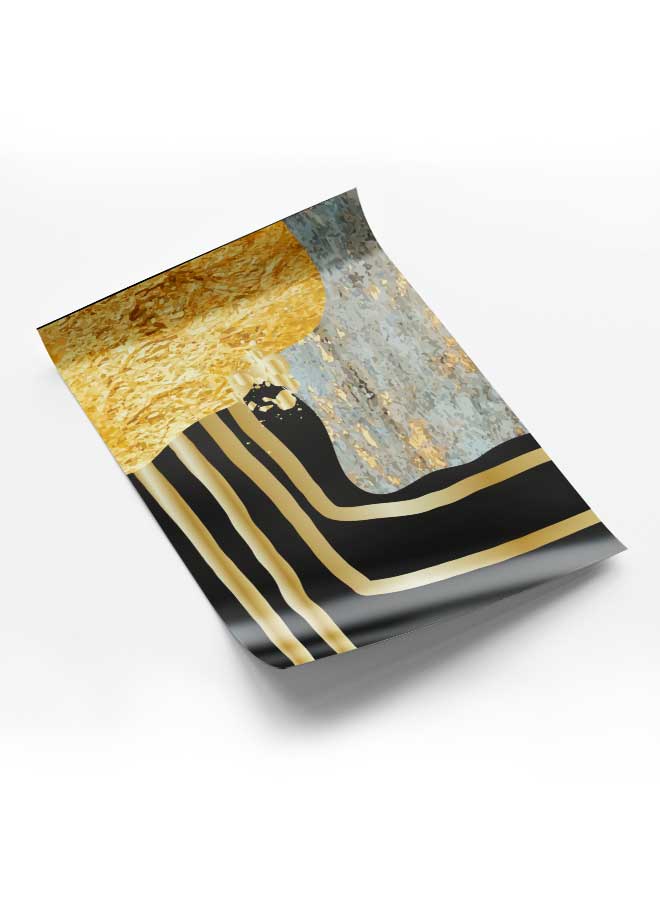 LOWHA Poster Painting Art With Four Separate Pieces Of Double-Sided Stickers Abstract Luxury Gold For Home Bedroom Living Room And Office Decor - Image 1