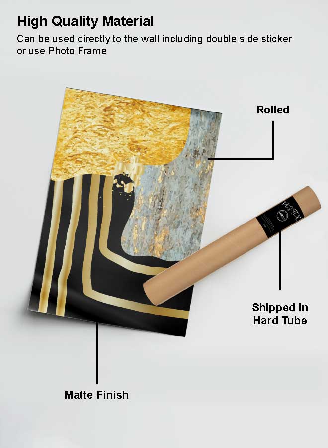 LOWHA Poster Painting Art With Four Separate Pieces Of Double-Sided Stickers Abstract Luxury Gold For Home Bedroom Living Room And Office Decor - Image 2