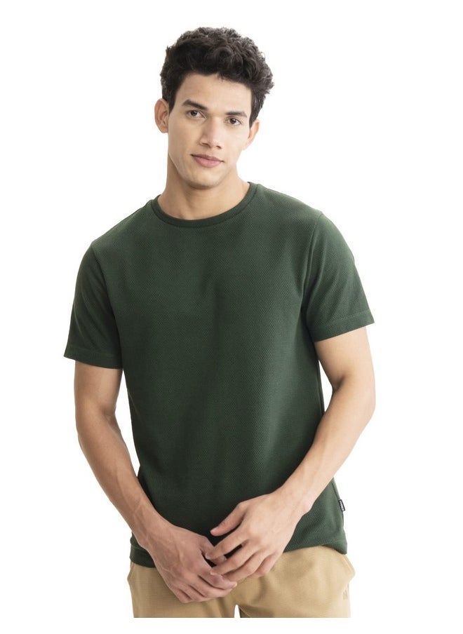 DaMENSCH DAMENSCH Men’s Poly-Cotton Statement Popcorn Textured Casual T-Shirt  - Image 1