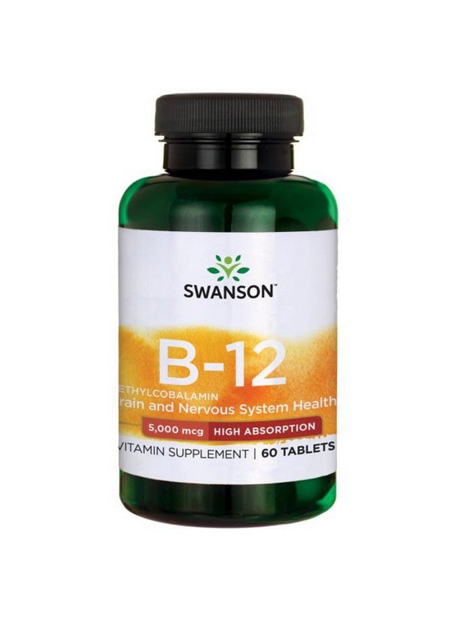 SWANSON فيتامين ب12 ميثيلكوبالامين عالي الامتصاص 5000 ميكروغرام 60 قرص - Image 2