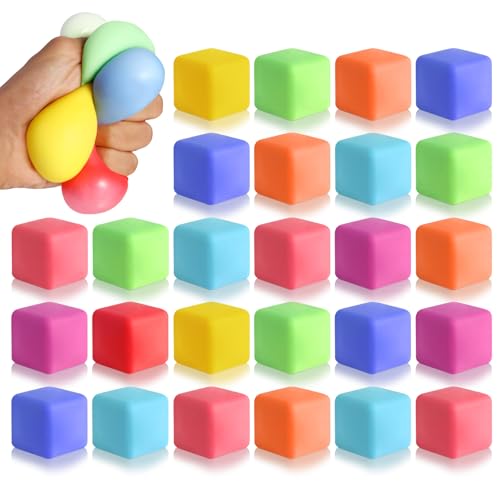 anztqiuu 40 Pack Slow Rising Stress Cube Fidget Toys Squishy Balls Sensory Fidget Toys for Kids Adults Square Shape Fidgets for Classroom Party Favors Pull Stretch Squishy Toy Classroom Prize Box Toys - Image 1