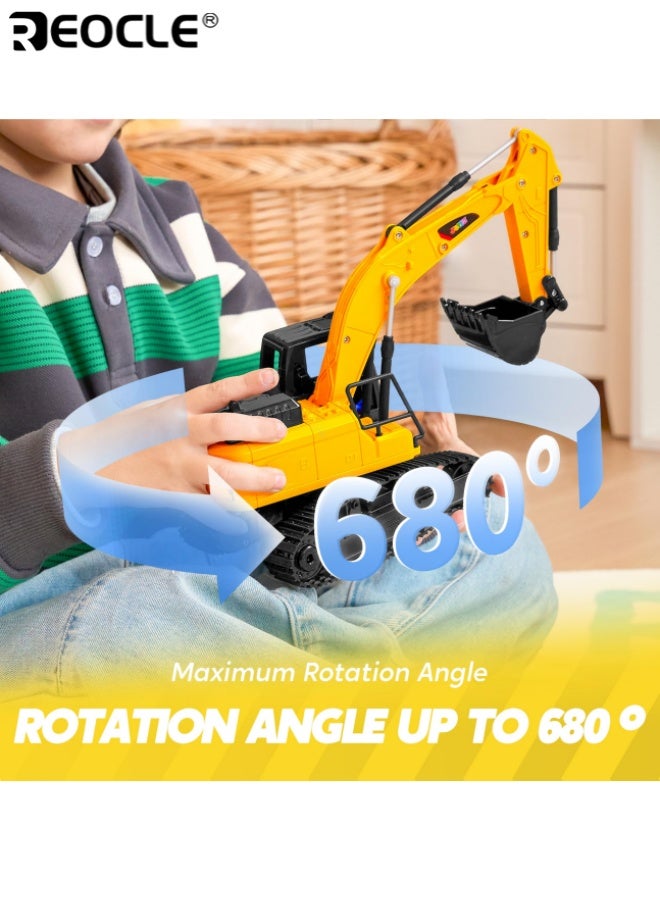 ريوكل جرافة لاسلكية للتحكم عن بعد بشفرة معدنية جرافة RC 1/24 لعبة مركبات بناء مع إضاءة ومجرفة معدنية للأولاد - Image 4