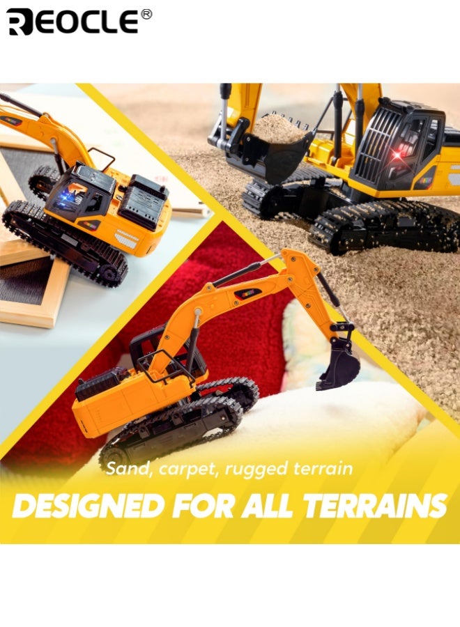 ريوكل جرافة لاسلكية للتحكم عن بعد بشفرة معدنية جرافة RC 1/24 لعبة مركبات بناء مع إضاءة ومجرفة معدنية للأولاد - Image 3