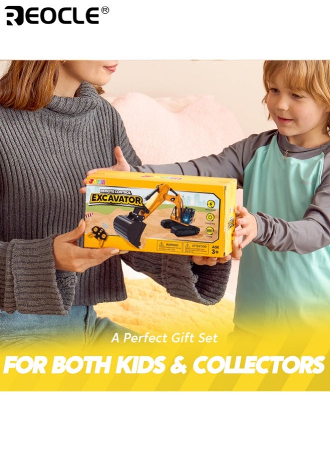 ريوكل جرافة لاسلكية للتحكم عن بعد بشفرة معدنية جرافة RC 1/24 لعبة مركبات بناء مع إضاءة ومجرفة معدنية للأولاد - Image 5