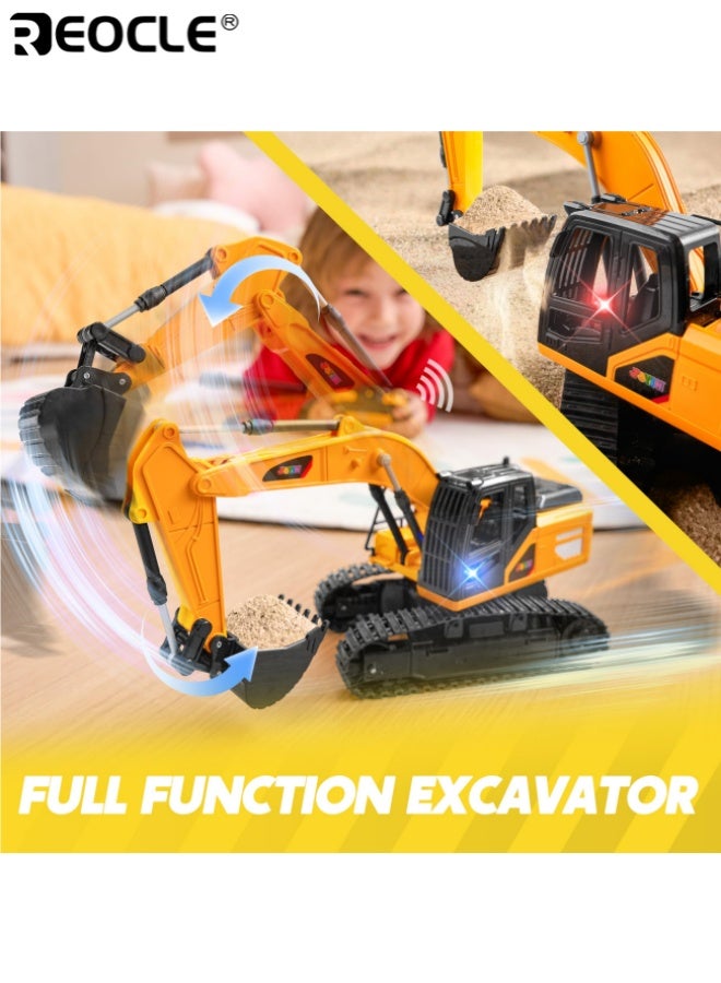 ريوكل جرافة لاسلكية للتحكم عن بعد بشفرة معدنية جرافة RC 1/24 لعبة مركبات بناء مع إضاءة ومجرفة معدنية للأولاد - Image 2