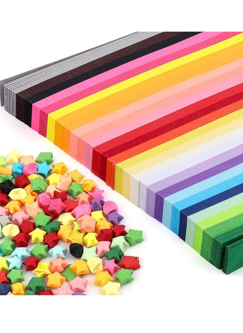 Generic - 1030 Sheets Star Origami Paper 27 Assortment Color Star Paper Strip Double Sided Origami Stars Paper Solid Color Lucky Star Decoration Paper Strips DIY Hand Art Crafts - Image 1