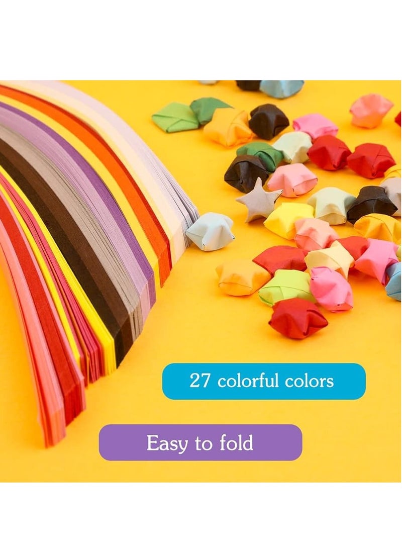 Generic - 1030 Sheets Star Origami Paper 27 Assortment Color Star Paper Strip Double Sided Origami Stars Paper Solid Color Lucky Star Decoration Paper Strips DIY Hand Art Crafts - Image 1