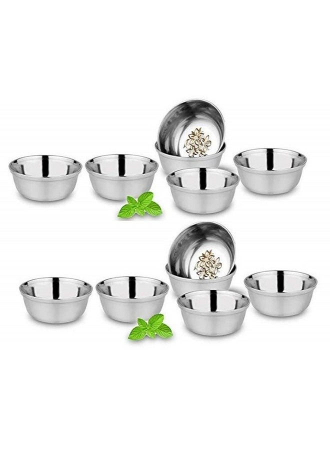 KC Stainless Steel Heavy Gauge Bowl/Wati Set with Mirror Finish and Flower Printed Design [10.5 Cm, Set of 12 Piece], 200 ML - Image 2