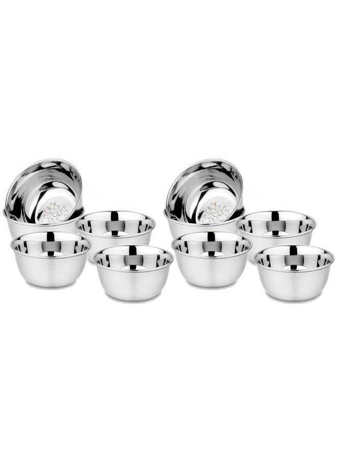KC Stainless Steel Heavy Gauge Bowl/Wati Set with Mirror Finish and Flower Printed Design [10.5 Cm, Set of 12 Piece], 200 ML - Image 3
