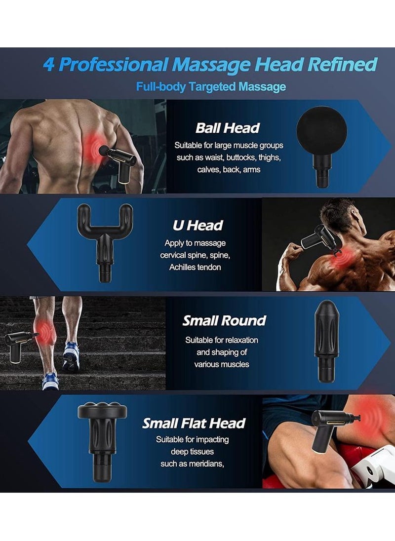 Prime by javaudan Mini Massage Gun Deep Tissue, Portable 6 Speeds Percussion Muscle Massager with 4 Massage Heads 1800mAh Battery & Type-C Charging, 35dB Super Quiet Massage Gun for Muscle Pain Relief  - Image 4