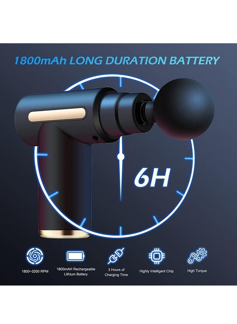 Prime by javaudan Mini Massage Gun Deep Tissue, Portable 6 Speeds Percussion Muscle Massager with 4 Massage Heads 1800mAh Battery & Type-C Charging, 35dB Super Quiet Massage Gun for Muscle Pain Relief  - Image 2