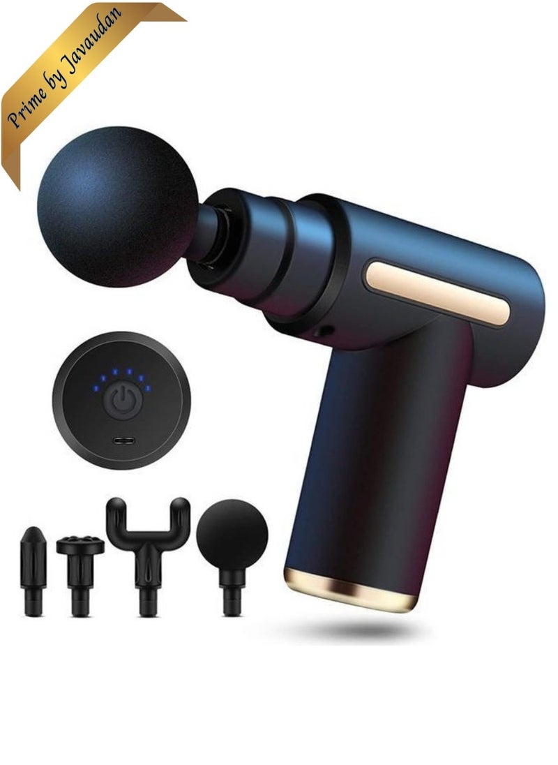 Prime by javaudan Mini Massage Gun Deep Tissue, Portable 6 Speeds Percussion Muscle Massager with 4 Massage Heads 1800mAh Battery & Type-C Charging, 35dB Super Quiet Massage Gun for Muscle Pain Relief  - Image 1