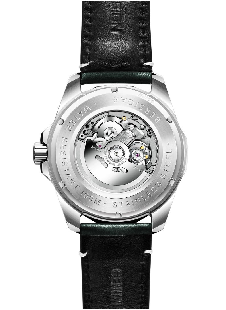 BERSIGAR - Bersigar BG-1668 Time craft Stainless Steel Leather Strap Mechanical Watch - Image 1