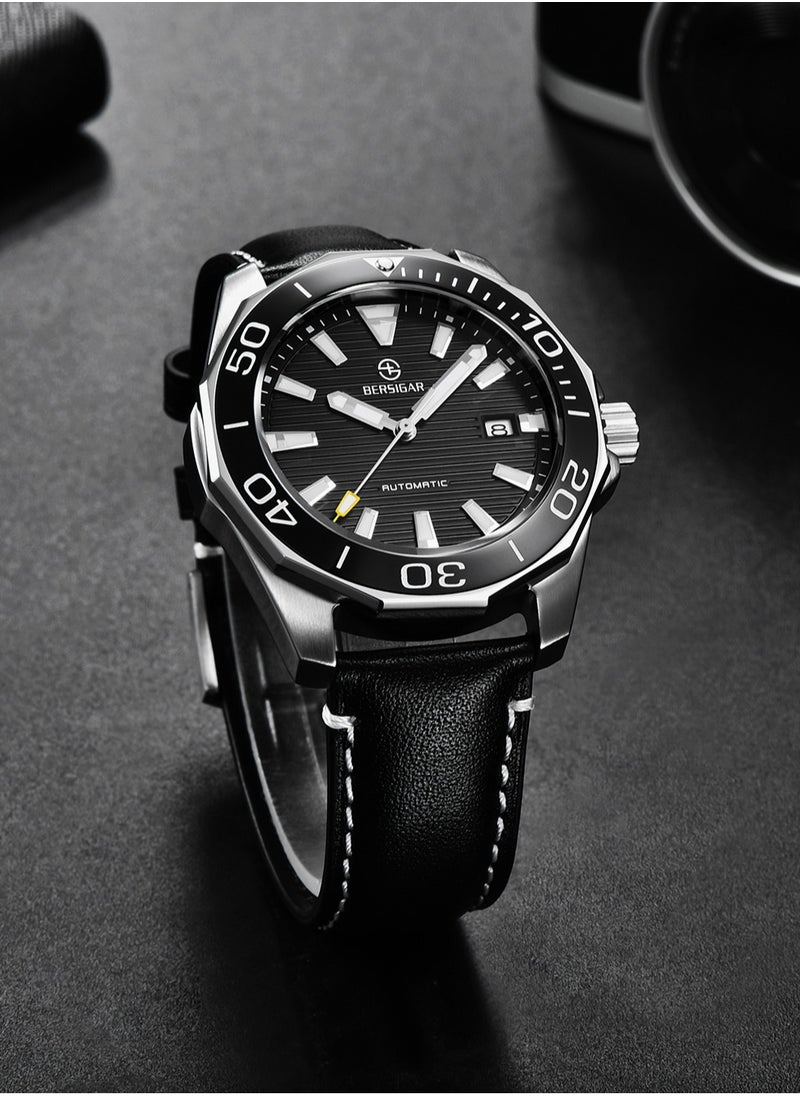 BERSIGAR - Bersigar BG-1668 Time craft Stainless Steel Leather Strap Mechanical Watch - Image 1