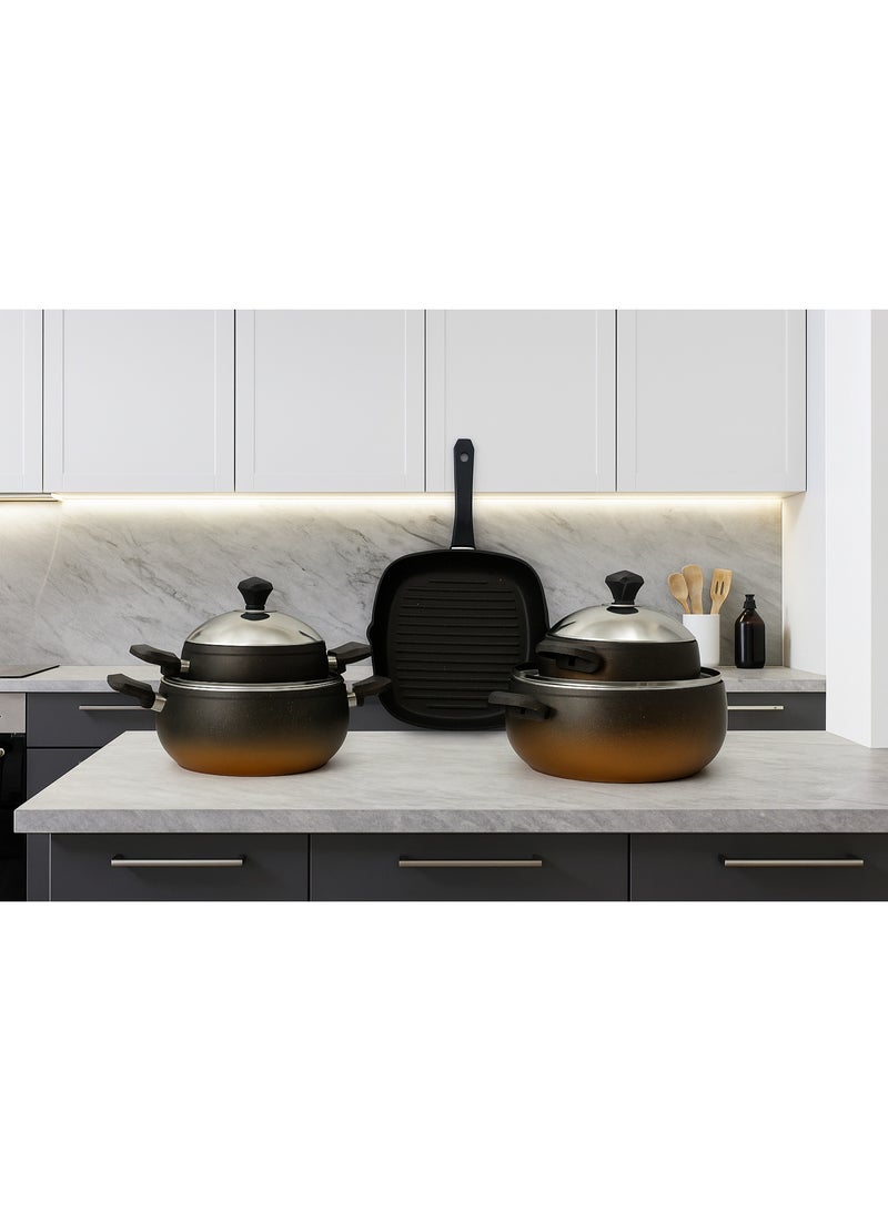 أكتف طقم جرانيت تركي أكتيف 9 قطع 4 حلة بومبيه+ جريل