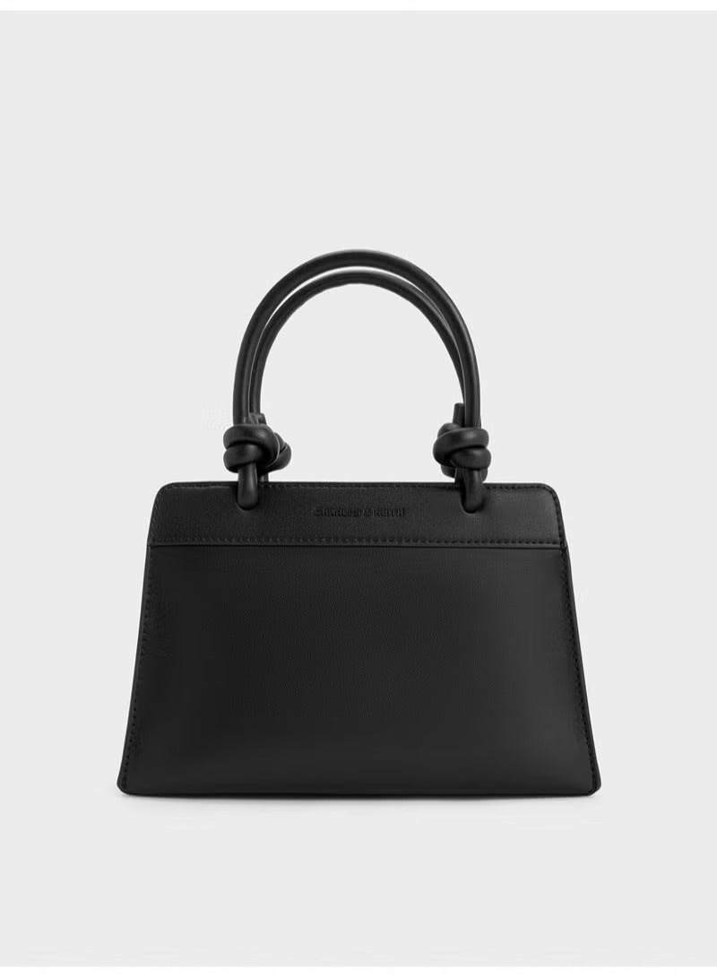 Charles & Keith CHARLES & KEITH Sabine Knotted-Handle Trapeze Tote Bag & Handle Bag & Crossbody Bag for Women  - Image 1