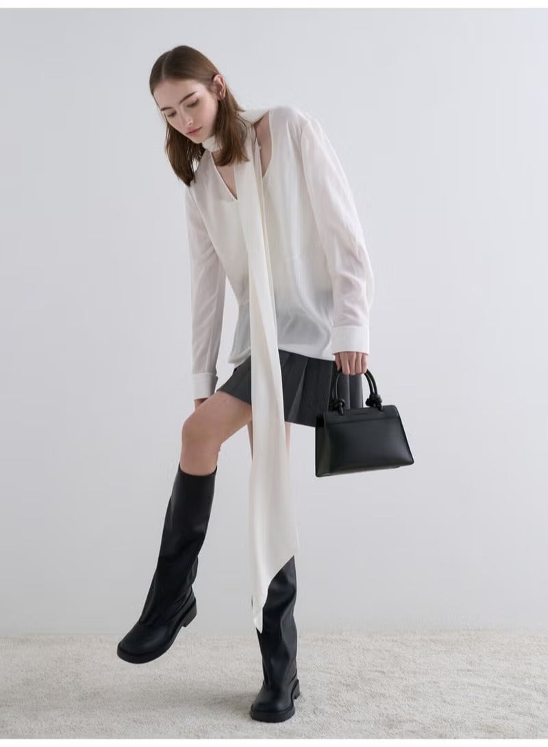Charles & Keith CHARLES & KEITH Sabine Knotted-Handle Trapeze Tote Bag & Handle Bag & Crossbody Bag for Women  - Image 4