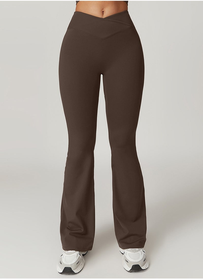 General - Womens Flare Leggings Crossover Yoga Pants Push Up Wide Leg Trousers - Image 1