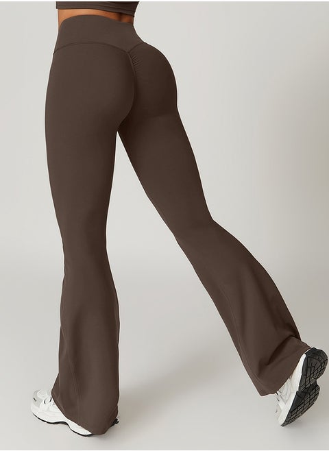 Womens Flare Leggings Crossover Yoga Pants Push Up Wide Leg Trousers