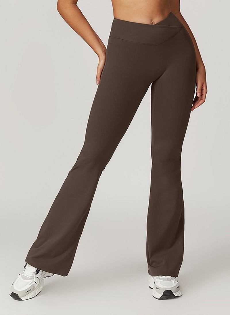 general Womens Flare Leggings Crossover Yoga Pants Push Up Wide Leg Trousers - Image 3