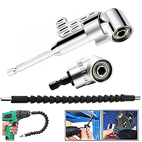 Sagsro 105 Degree Right Angle Driver Angle Extension Power Screwdriver Drill Attachment with 1/4 Drive 6mm Hex Bit Magnetic Drill Bit Socket Angled Bit Power Drill Tool and Soft Shaft - Image 1