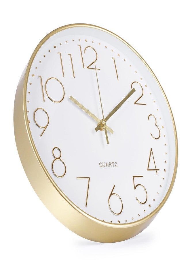 bakbrand Wall Clock 10 Inch Non-Ticking Silent Modern Simple Style Round Decor Clock Gold Stereoscopic Dial Quartz Wall Clocks for Home/Office/School/Living Room/Bedroom/Kitchen - Image 2