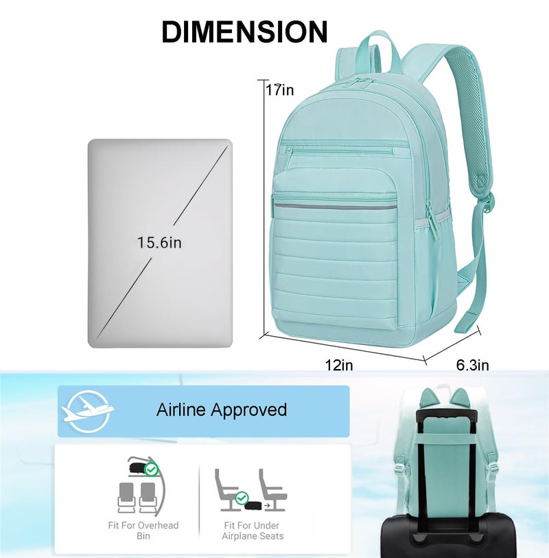 KEOFID Travel Backpack for Women, Womens Work Backpacks, Anti-theft Backpack Purse, Back pack for College Girls, Carry-On Travel Backpacks,Bookbag(Light Green) - Image 3