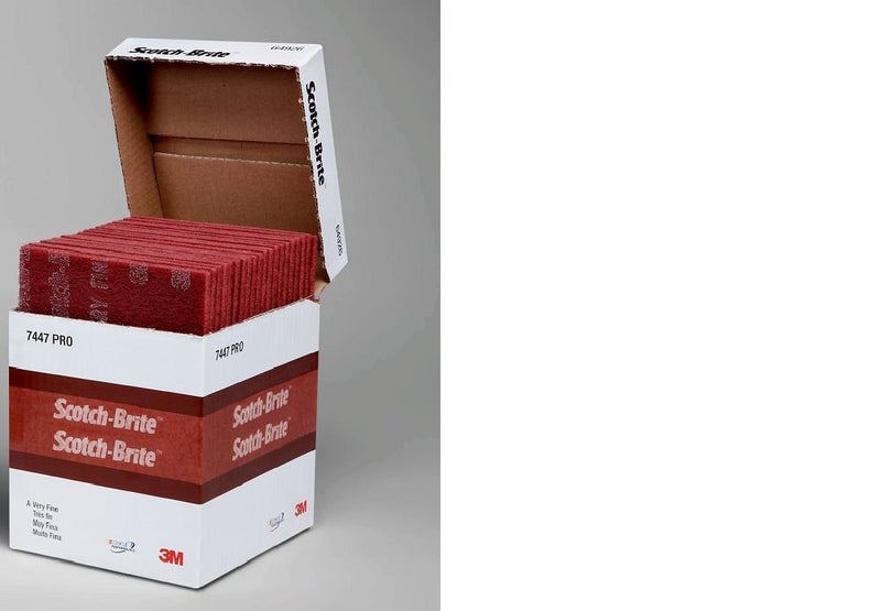 3M 6" x 9" 3M 07447 Scotch-Brite Maroon General Purpose Hand Pads (1-Pack of 20 Pads) - Image 3