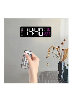 XICEN Digital Wall Clock, 16 Inch LED Big Display with Indoor Temperature Calendar Wireless Remote Control Adjustable Brightness Plug in for Living Room Kitchen Bedroom (Pink)  - Image 5