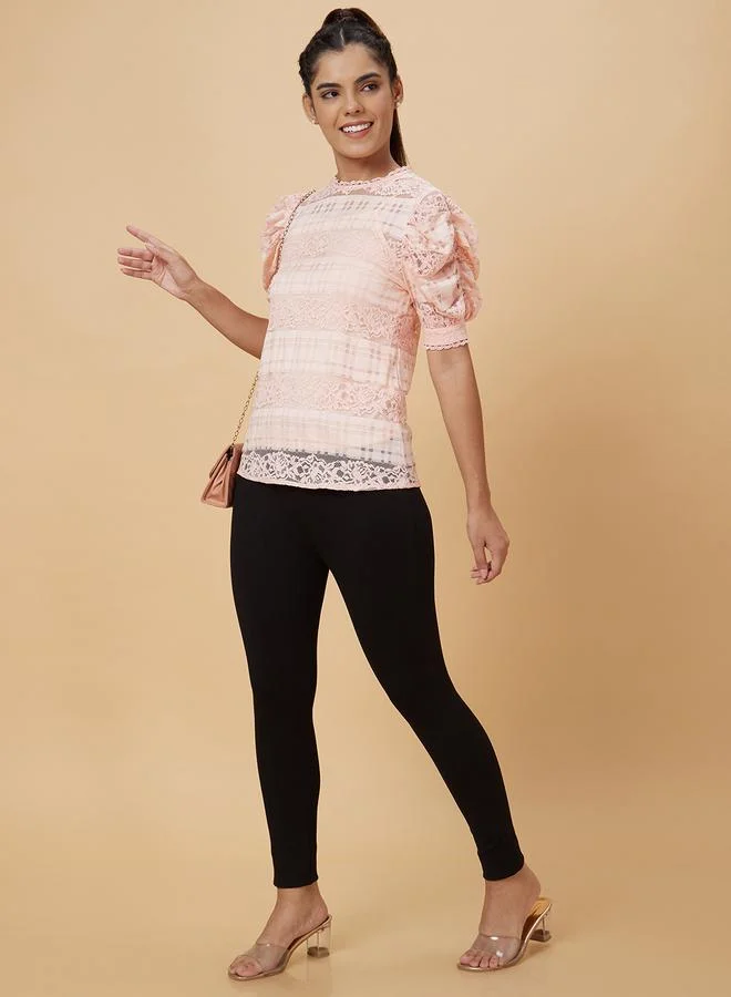 globus Globus Peach Lace Insert Top with Inner Cami