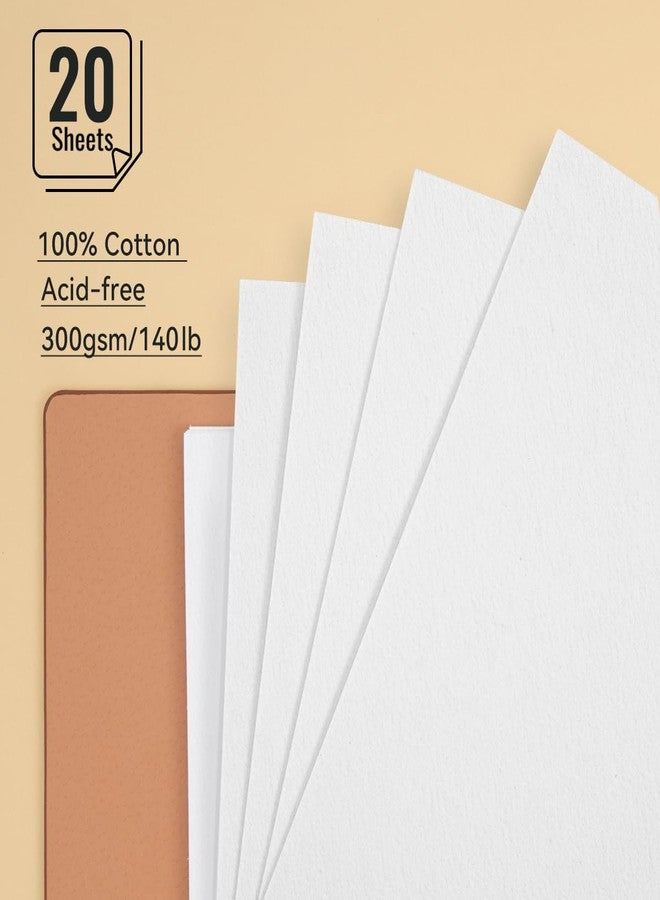 Lightwish Watercolor Sketchbook,100% Cotton Acid Free Watercolor Journal,300gsm/140lb Cold Press Watercolor Paper for Artists,Adults,Students,20 Sheets,9.25 * 6.3 Inches - Image 3