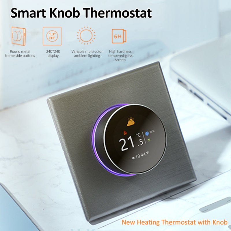 WiFi Smart Thermostat, 3.2 Inch Circular 240*240 TFT, Above 6H Tempered Glass - Superfine Aluminum Side Knob Smart Thermostat for Water Heating - Image 2