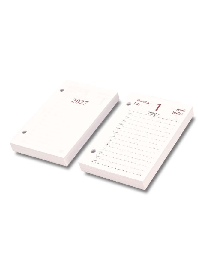 FIS 2027 Block Calendar, Size 80x120mm(3.15"x4.72"Inches), 1 Day Per Sheet, English & French Language, 60gsm White Paper-FSBCEF27 - Image 3