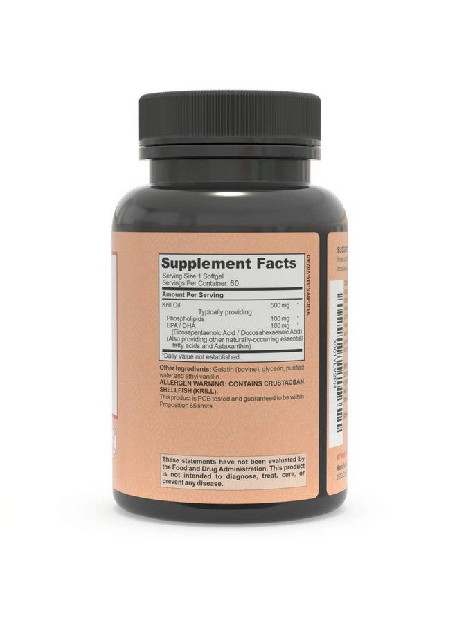 Alaya Naturals Antarctic Krill Oil 500Mg Supplement With Phospholipids Epa/Dha Omega 3 & Astaxanthin Non Gmo Pcb Tested Krill Oil 60 Softgels  - Image 5