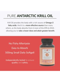 Alaya Naturals Antarctic Krill Oil 500Mg Supplement With Phospholipids Epa/Dha Omega 3 & Astaxanthin Non Gmo Pcb Tested Krill Oil 60 Softgels  - Image 3