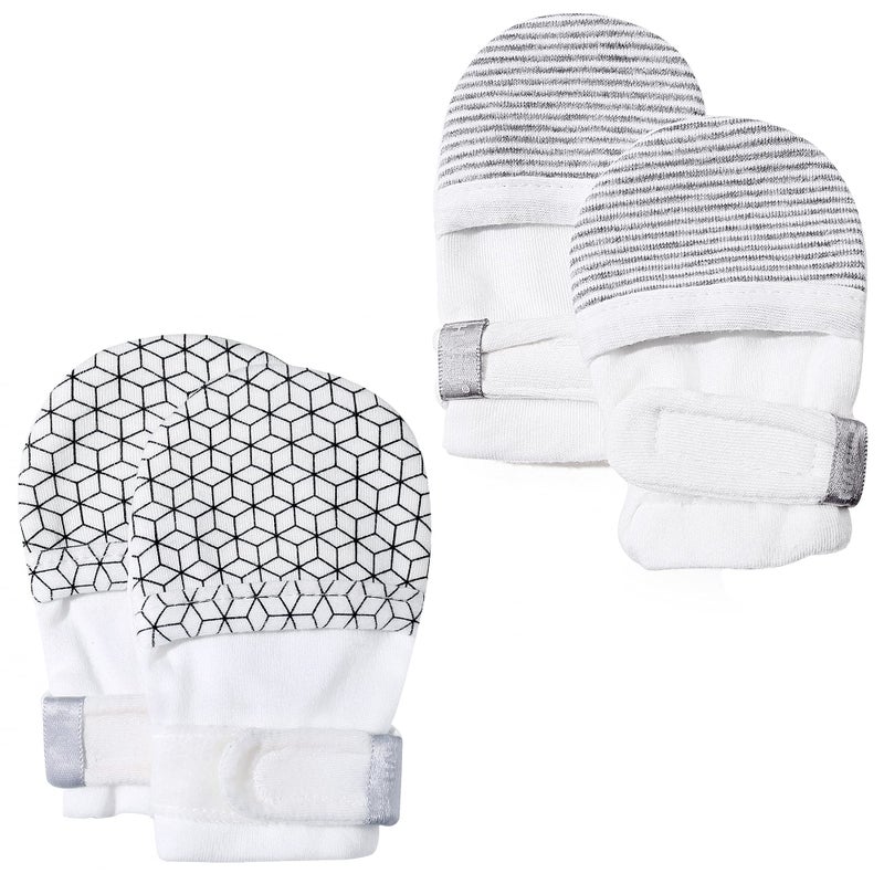 HAPIU Baby Mitten, 2 pack, Geometry&Grey Stripe, 0-3 Months - Image 5
