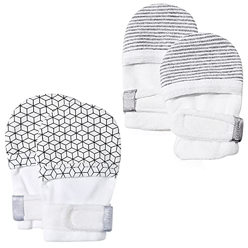 HAPIU Baby Mitten, 2 pack, Geometry&Grey Stripe, 0-3 Months - Image 1