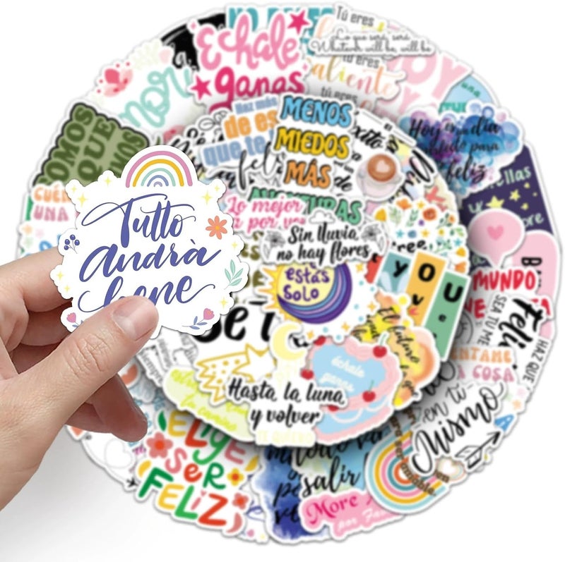 AUCEKO 50 PCS Stickers for Inspirational Spain,Spanish Motivational Sticker Pack Vinyl Skateboard Guitar Door Laptop Luggage Car Bike Water Bottle Birthday Party Supplies Teens Boys and Girls Decals - Image 4