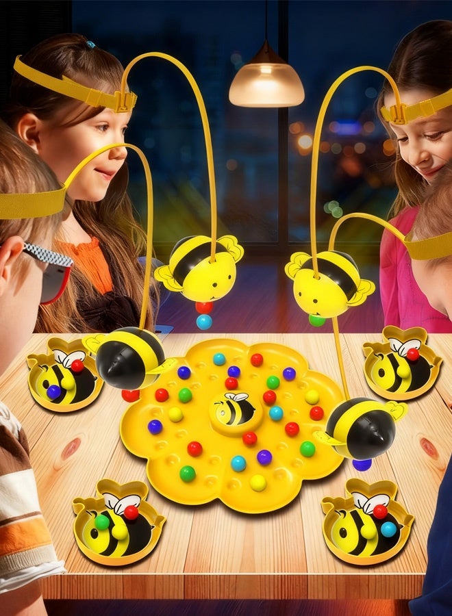 Magnetic Bee Bean Picking & Tabletop Fishing Game,Adjustable Headband, Portable Board Game with Magnetic Wands,Family Party Travel Games - Image 1