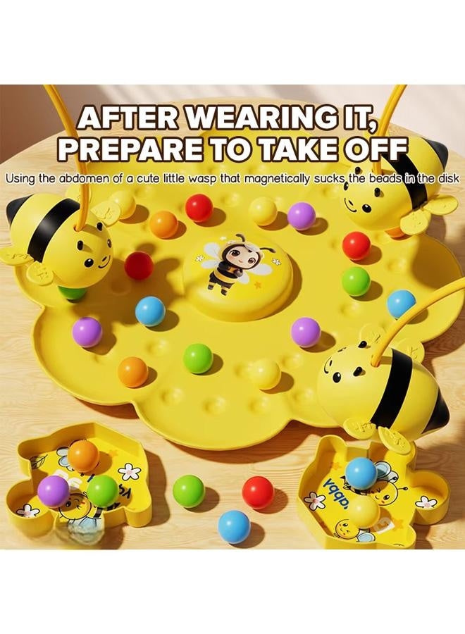Magnetic Bee Bean Picking & Tabletop Fishing Game,Adjustable Headband, Portable Board Game with Magnetic Wands,Family Party Travel Games - Image 3