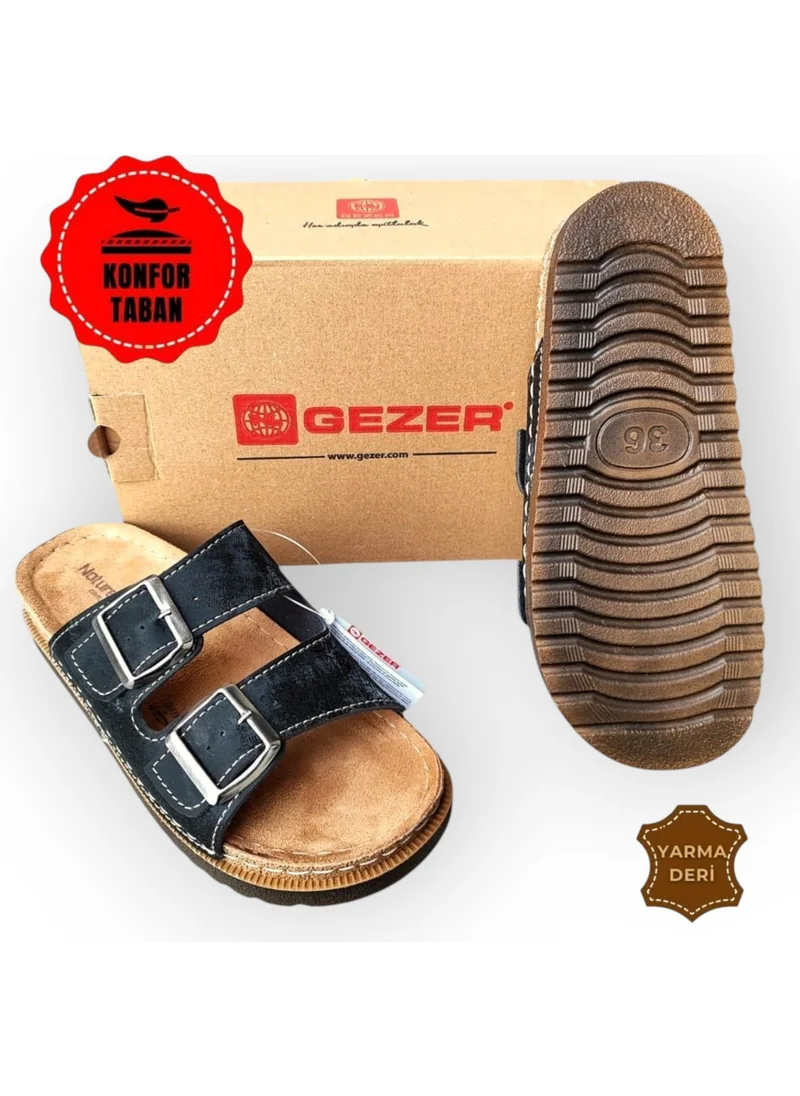 Gezer Women's Anatomical Leather Double-Strap Slippers