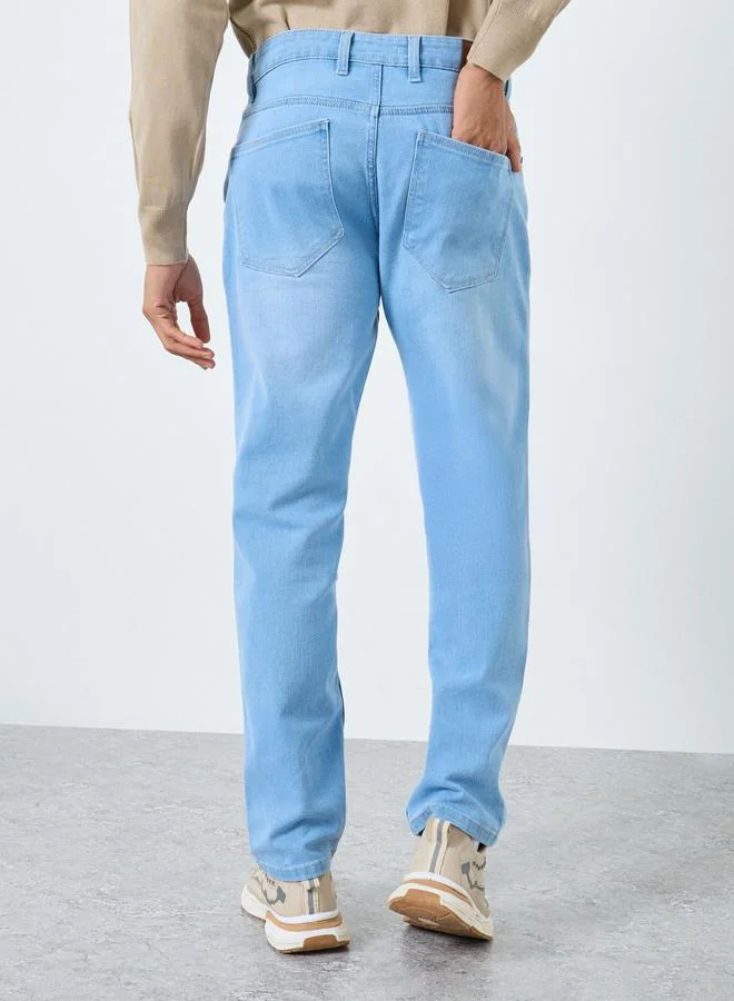 Styli  Styli Men Light Wash Regular Fit Jeans for Men | Best Price UAE