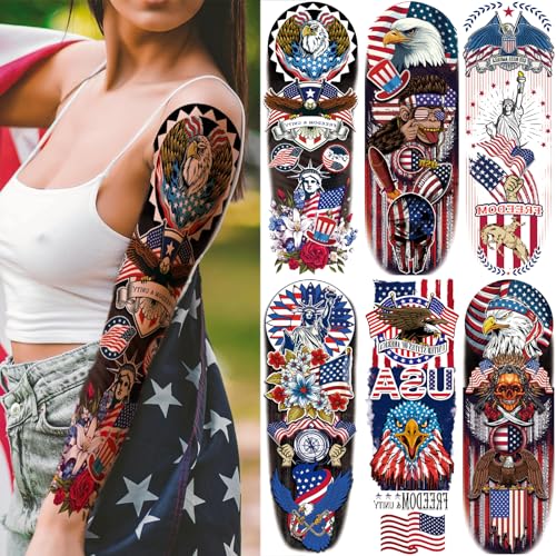 Briyhose Forest Temporary Tattoo Sleeves, Full Arm Large Wolf Lion Animal Forest Tribal Fake Tattoos Sleeve For Men Women Adult, Black Leopard Tiger Temp Tatoo Sticker Leg Body Art Makeup, 6-Sheet - Image 1