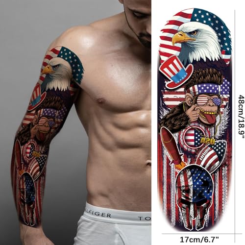 Briyhose Forest Temporary Tattoo Sleeves, Full Arm Large Wolf Lion Animal Forest Tribal Fake Tattoos Sleeve For Men Women Adult, Black Leopard Tiger Temp Tatoo Sticker Leg Body Art Makeup, 6-Sheet - Image 3