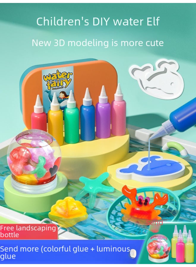 Children's Magical Water Elf Mold Baby Water Supplement Handmade Diy Material Pack Girl's Educational Toy-Color:Water Sprite [animal] Send 2 More Bottles Of Color Glue  - Image 2