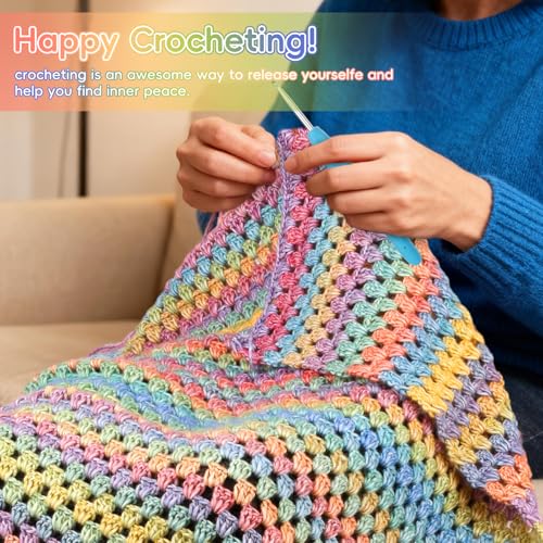 Aeelike Blanket Crochet Kit for Beginners, Super Easy Crochet Blanket Kit with Soft & Colorful Gradient Yarns Detailed Video Tutorials Crocheting Accessories, Rainbow Gradient & Ideal Gift - Image 5