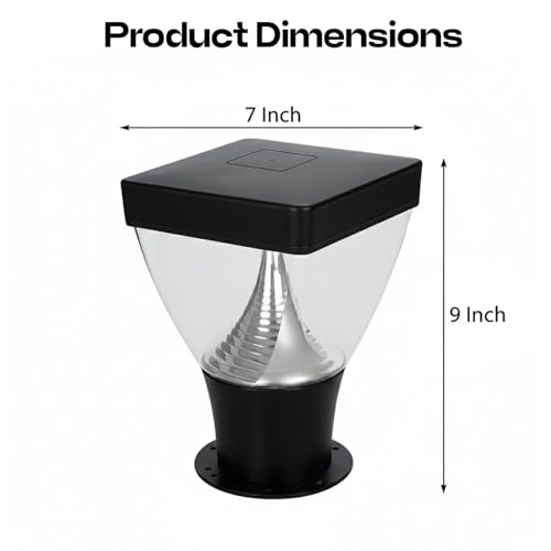 blissbells Modern Outdoor Pillar Lamp Waterproof Gate Light for Garden, Balcony, Terrace & Boundary Wall | Warm LED Exterior Post Light | Black Finish - Image 4