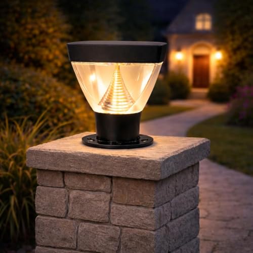 blissbells Modern Outdoor Pillar Lamp Waterproof Gate Light for Garden, Balcony, Terrace & Boundary Wall | Warm LED Exterior Post Light | Black Finish - Image 1