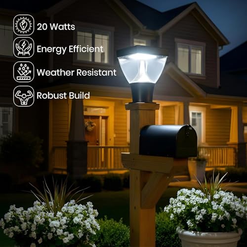 blissbells Modern Outdoor Pillar Lamp Waterproof Gate Light for Garden, Balcony, Terrace & Boundary Wall | Warm LED Exterior Post Light | Black Finish - Image 5