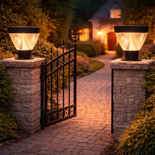 blissbells Modern Outdoor Pillar Lamp Waterproof Gate Light for Garden, Balcony, Terrace & Boundary Wall | Warm LED Exterior Post Light | Black Finish - Image 2